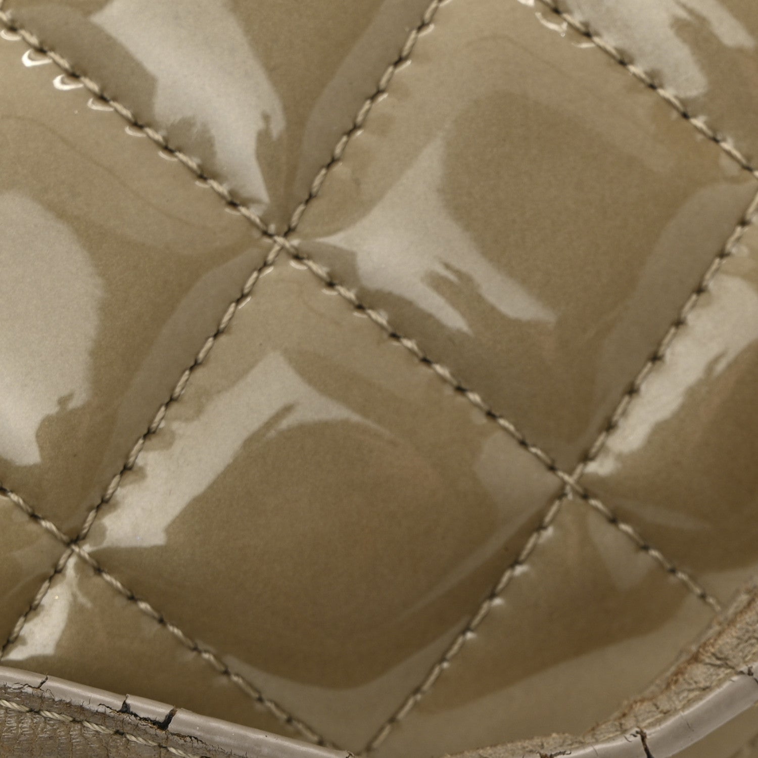 Chanel Patent Quilted Accordion Shopping Tote Beige 13 of 15