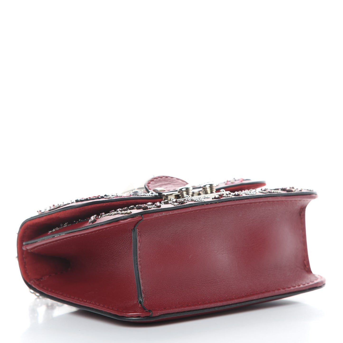 Vitello Crystal Loveblade Embellished Mini Glam Lock Rockstud Flap Rubino