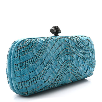 Bottega Veneta Ayers Intrecciato Karung Knot Clutch Blue 3 of 9