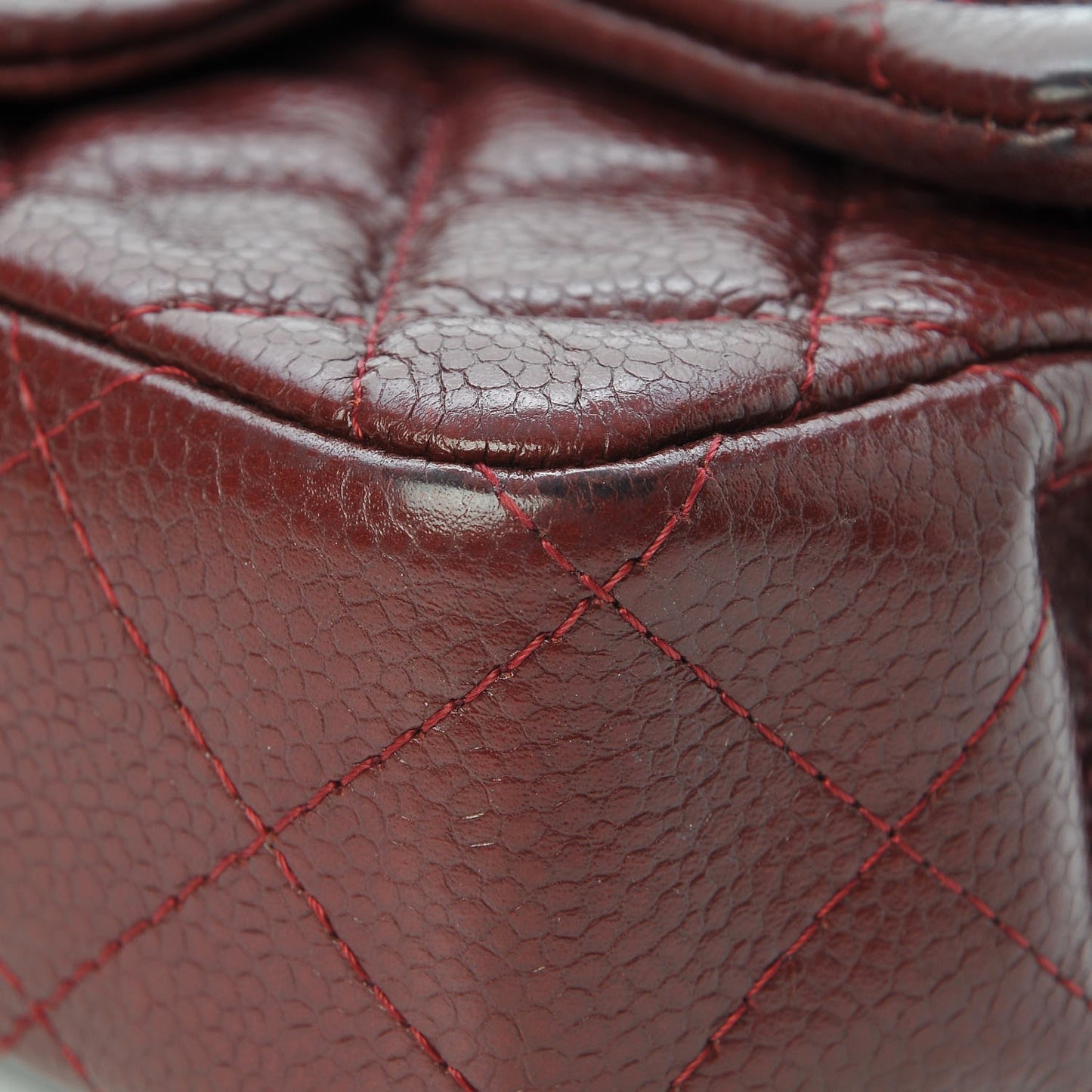 Caviar Quilted Extra Mini Flap Burgundy