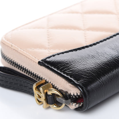 Chanel Aged Calfskin Quilted Small Gabrielle Zip Around Wallet Beige Black 9 of 15