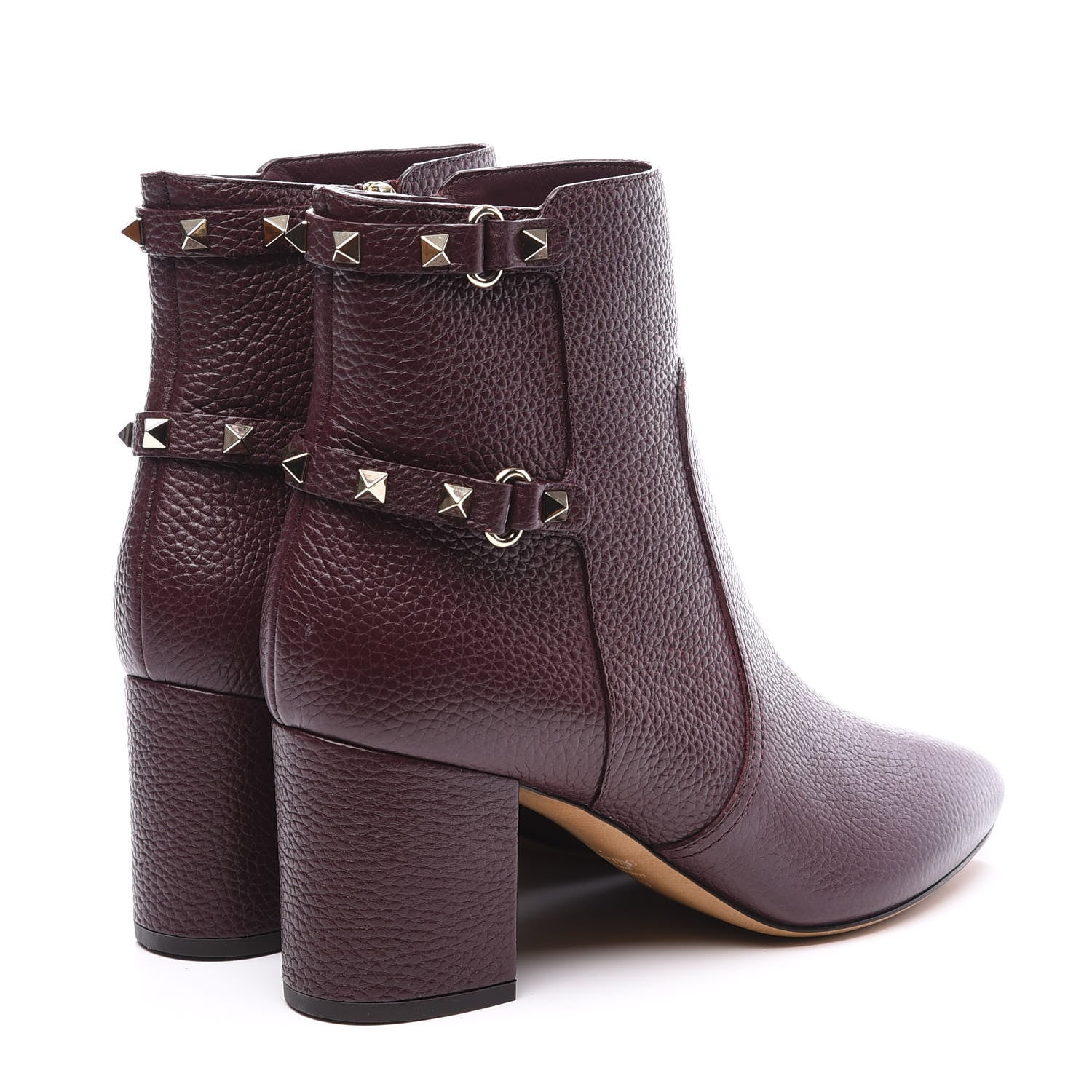 Valentino Garavani Pebbled Calfskin Rockstud 70mm Ankle Boots 40 Rubin 4 of 10