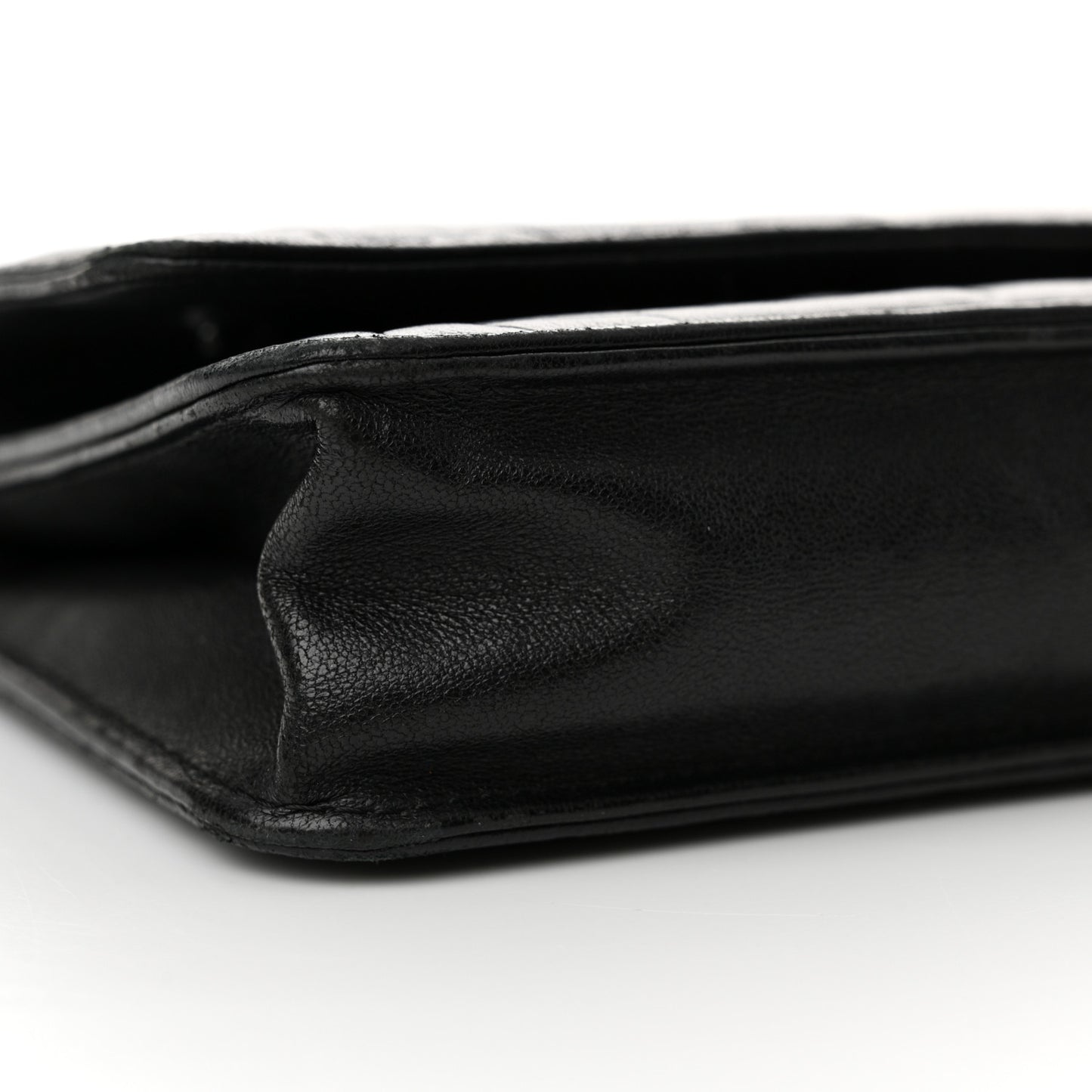 Lambskin Camellia Embossed Wallet on Chain WOC Black