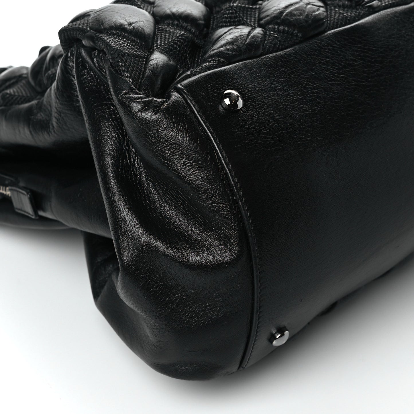 Glazed Lambskin Quilted Large Stravinsky Tote Black