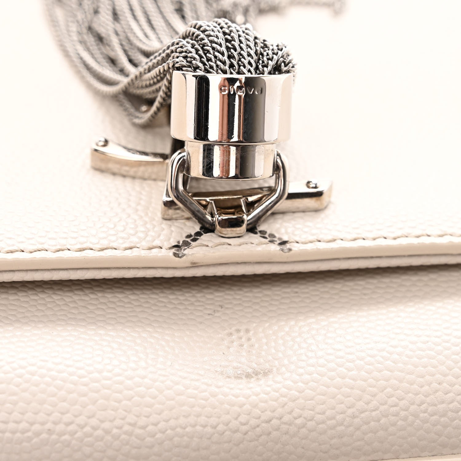 Saint Laurent Smooth Calfskin Medium Classic Monogram Kate Tassel Satchel White 10 of 10