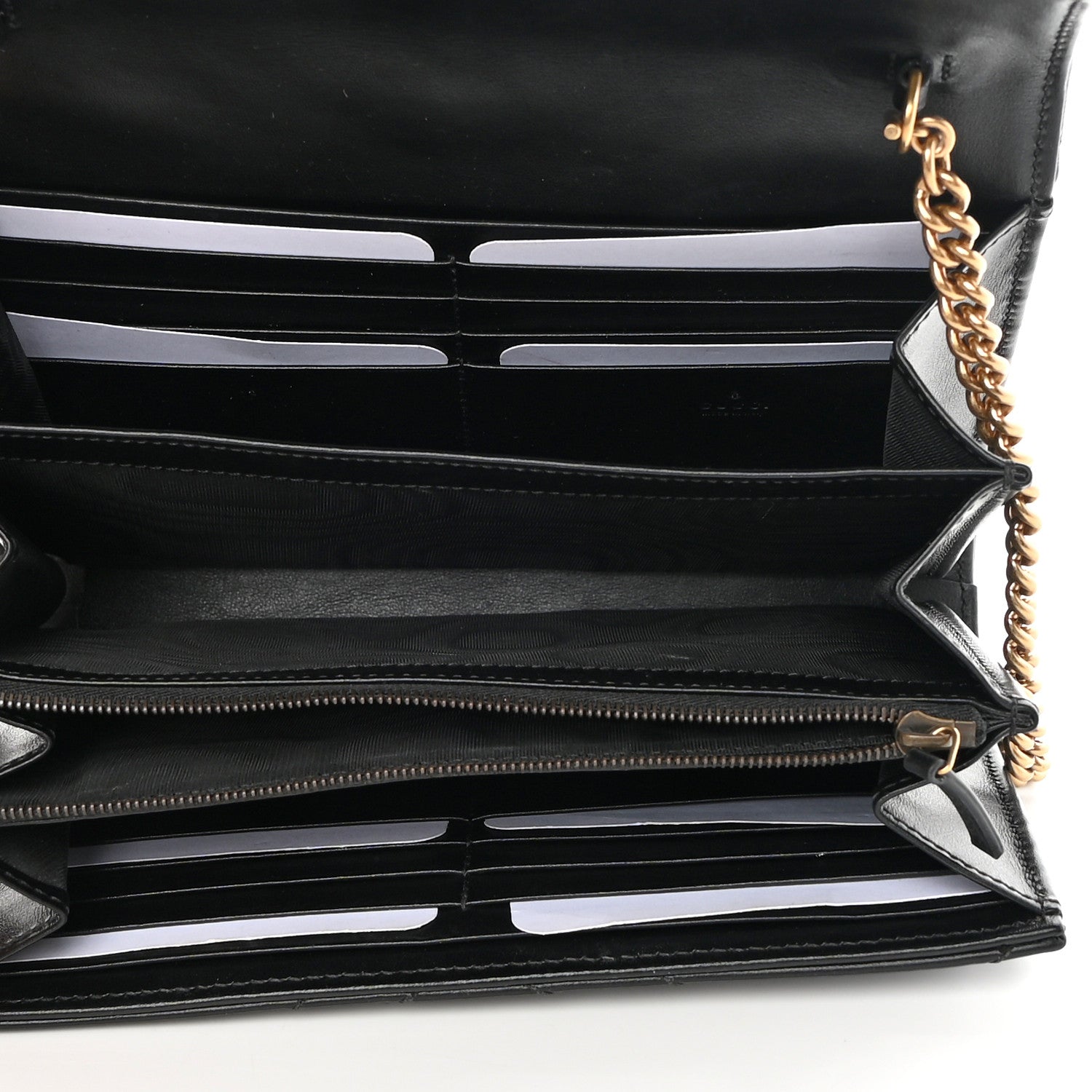 Gucci Calfskin Matelasse GG Marmont Chain Wallet Black 5 of 14