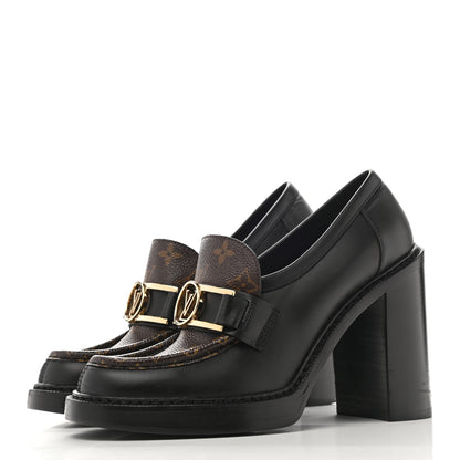 Louis Vuitton Monogram Calfskin Academy Loafers Pumps 40 Black 5 of 9