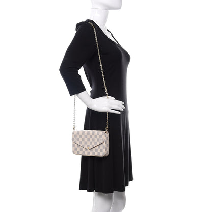 Louis Vuitton Damier Azur Pochette Felicie Chain Wallet Rose Ballerine 2 of 12