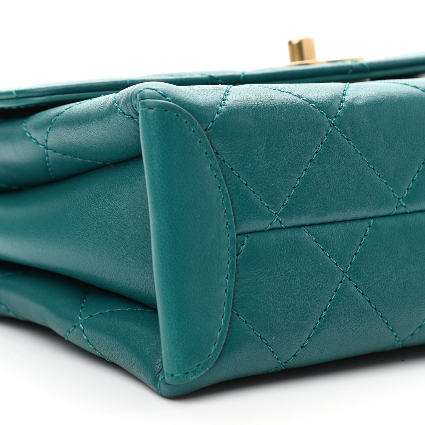 Lambskin Quilted Small Trendy Spirit Top Handle Bag Green