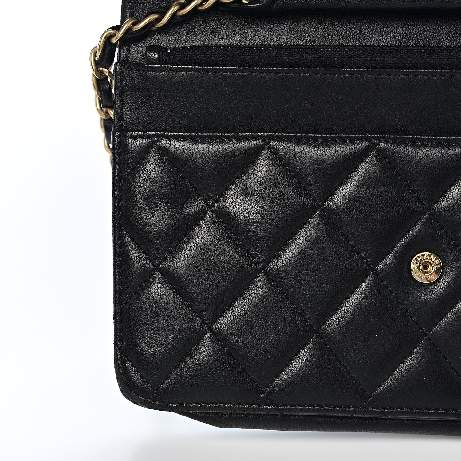 Chanel Lambskin Quilted Wallet On Chain WOC Black 12 of 17