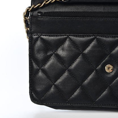 Chanel Lambskin Quilted Wallet On Chain WOC Black 12 of 17