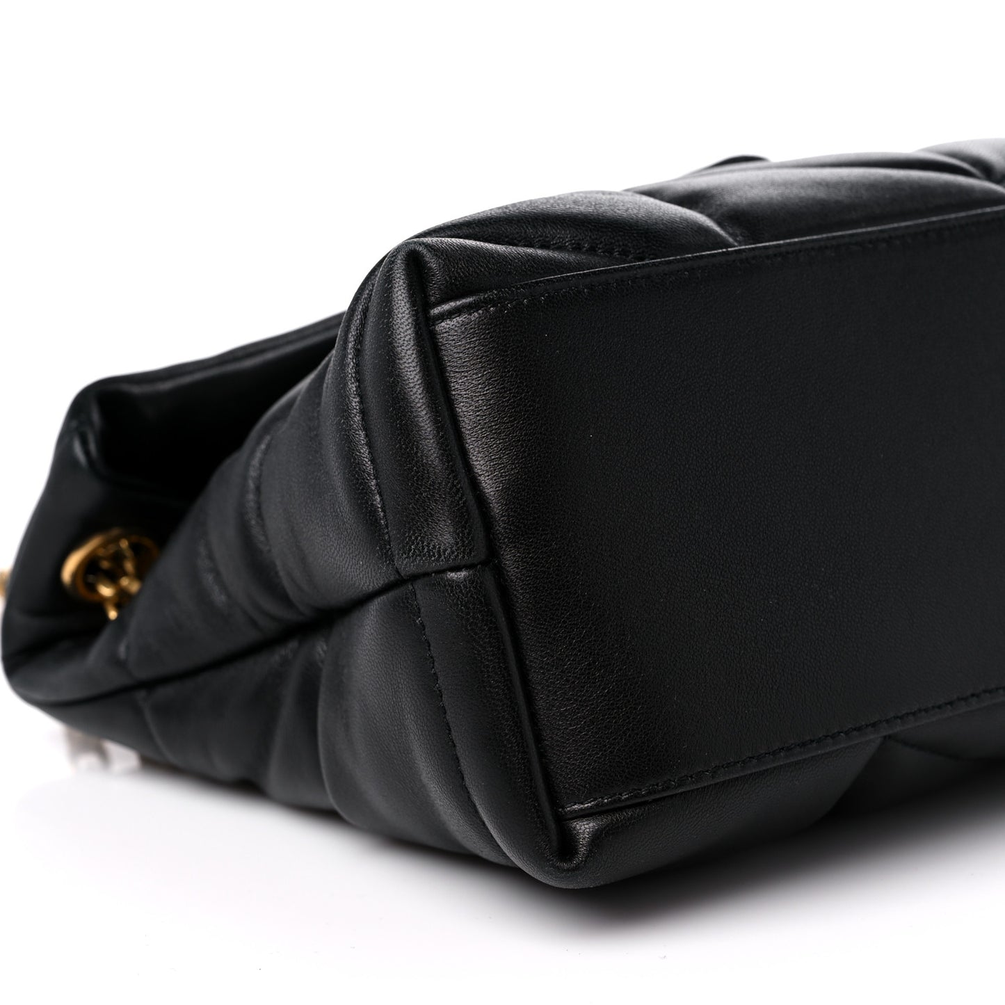 Lambskin Quilted Small Loulou Puffer Monogram Chain Satchel Black