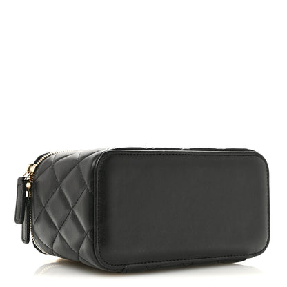 Chanel Lambskin Quilted Small Top Handle Vanity Case With Chain Black 4 of 11