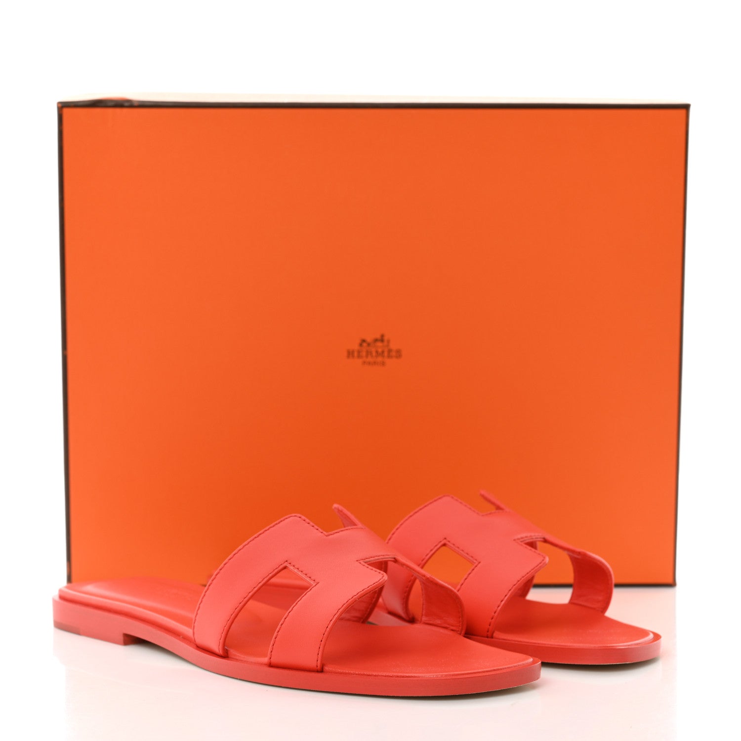Hermes Box Calfskin Oran Sandals 36 Rouge Jaipur 9 of 9