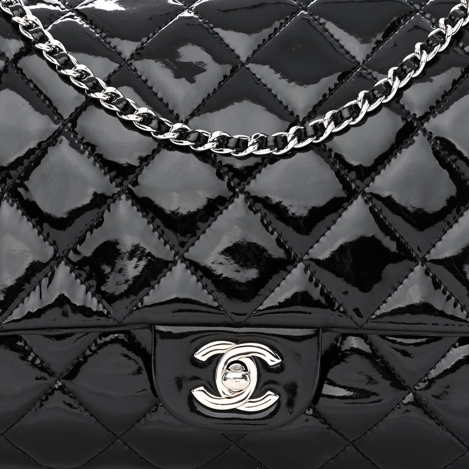 Chanel Patent Quilted Clutch with Chain Flap Black 8 of 10