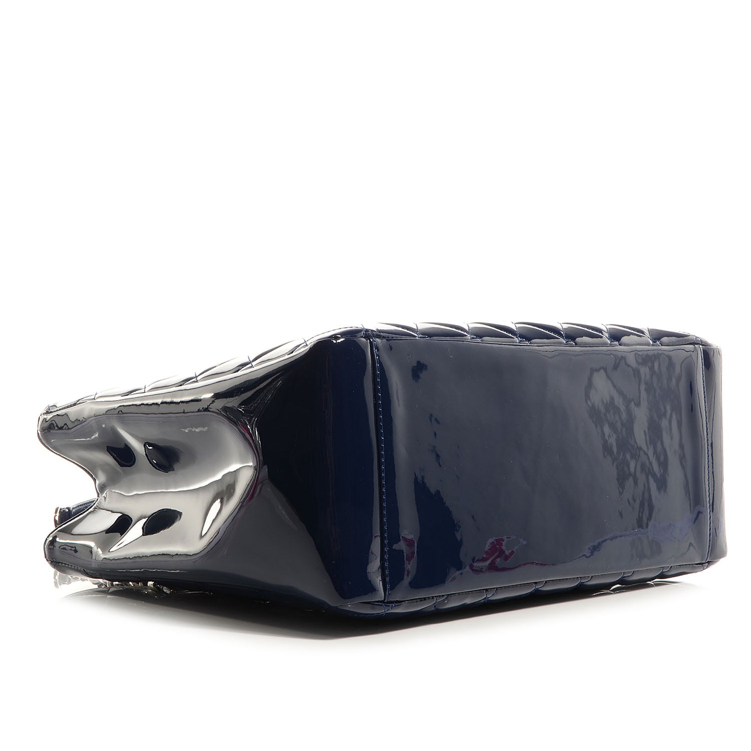 Chanel Quilted Patent Grand Shopping Tote GST Navy Blue 4 of 8