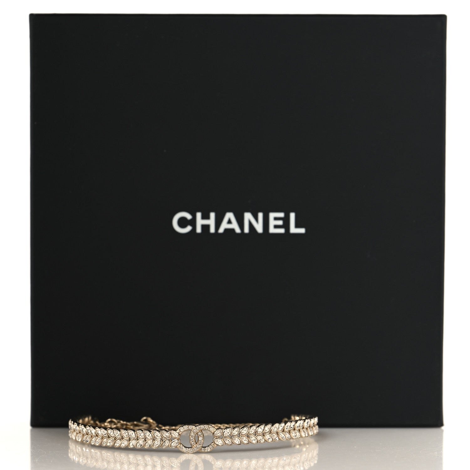 Chanel Crystal Sparkling Wheat CC Choker Necklace Gold 5 of 5