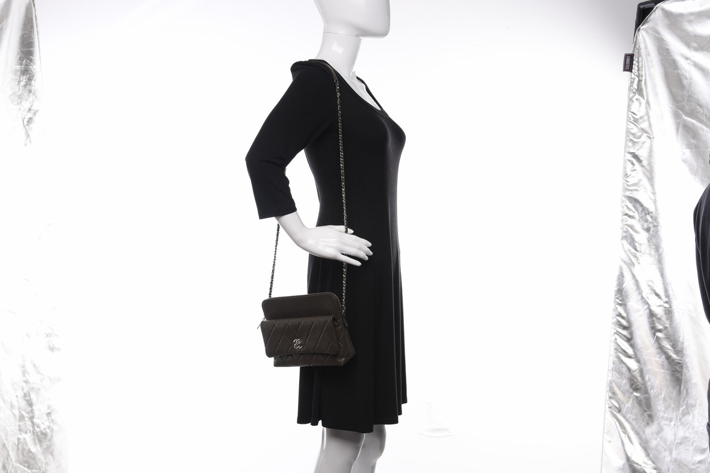 Lambskin Quilted Crossbody Grey