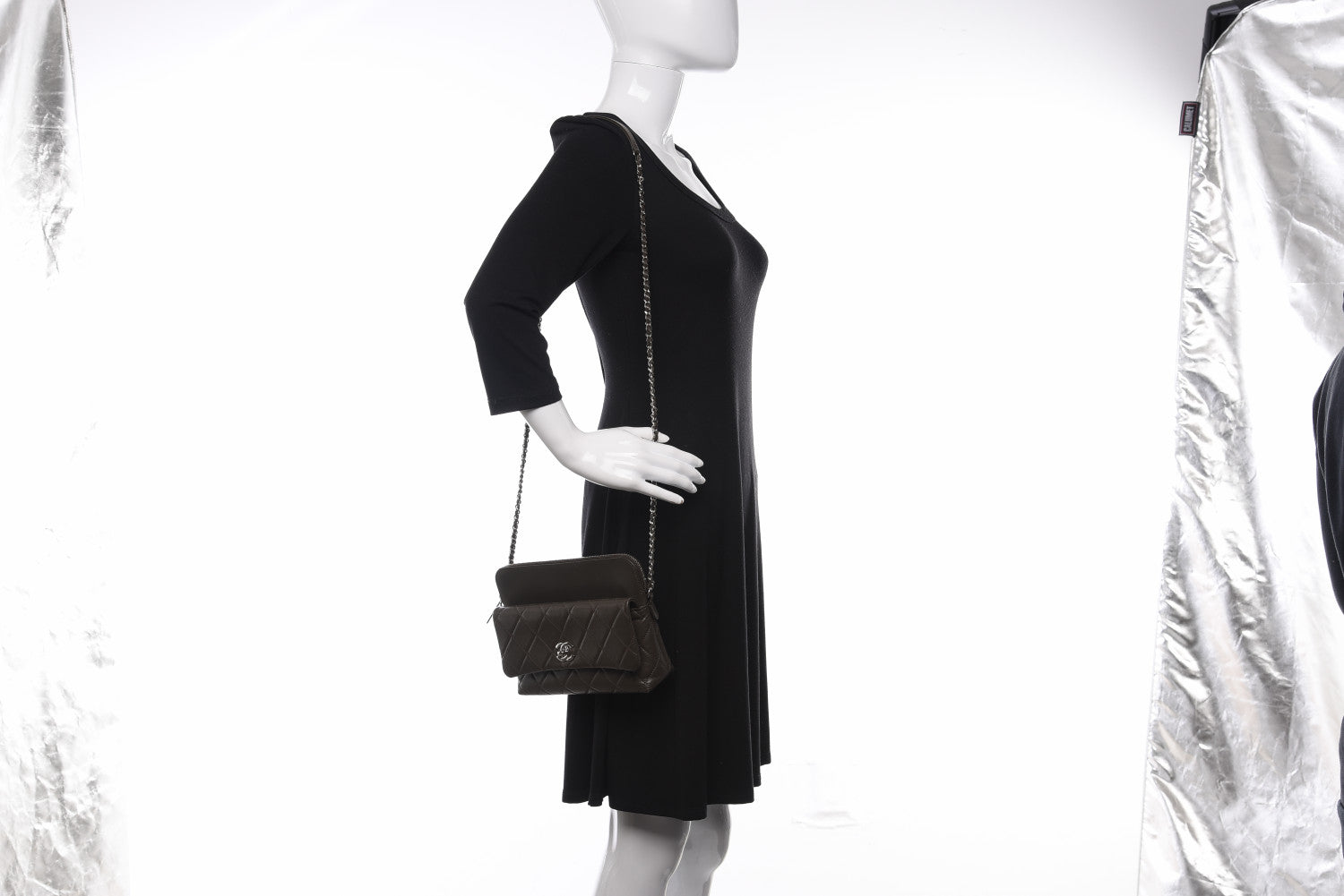 Chanel Lambskin Quilted Crossbody Grey 2 of 12