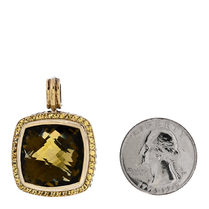 David Yurman Sterling Silver 18K Yellow Gold Yellow Sapphire Lemon Citrine 20mm Albion Enhancer Pendant 2 of 4