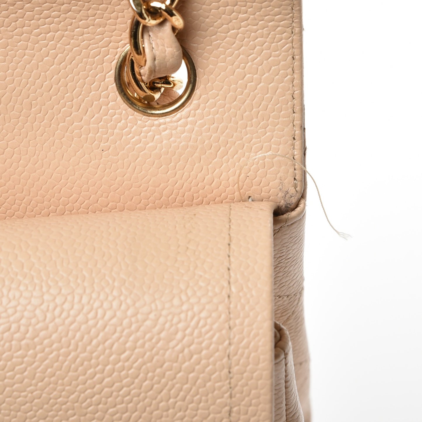 Caviar Quilted Jumbo Double Flap Beige Clair