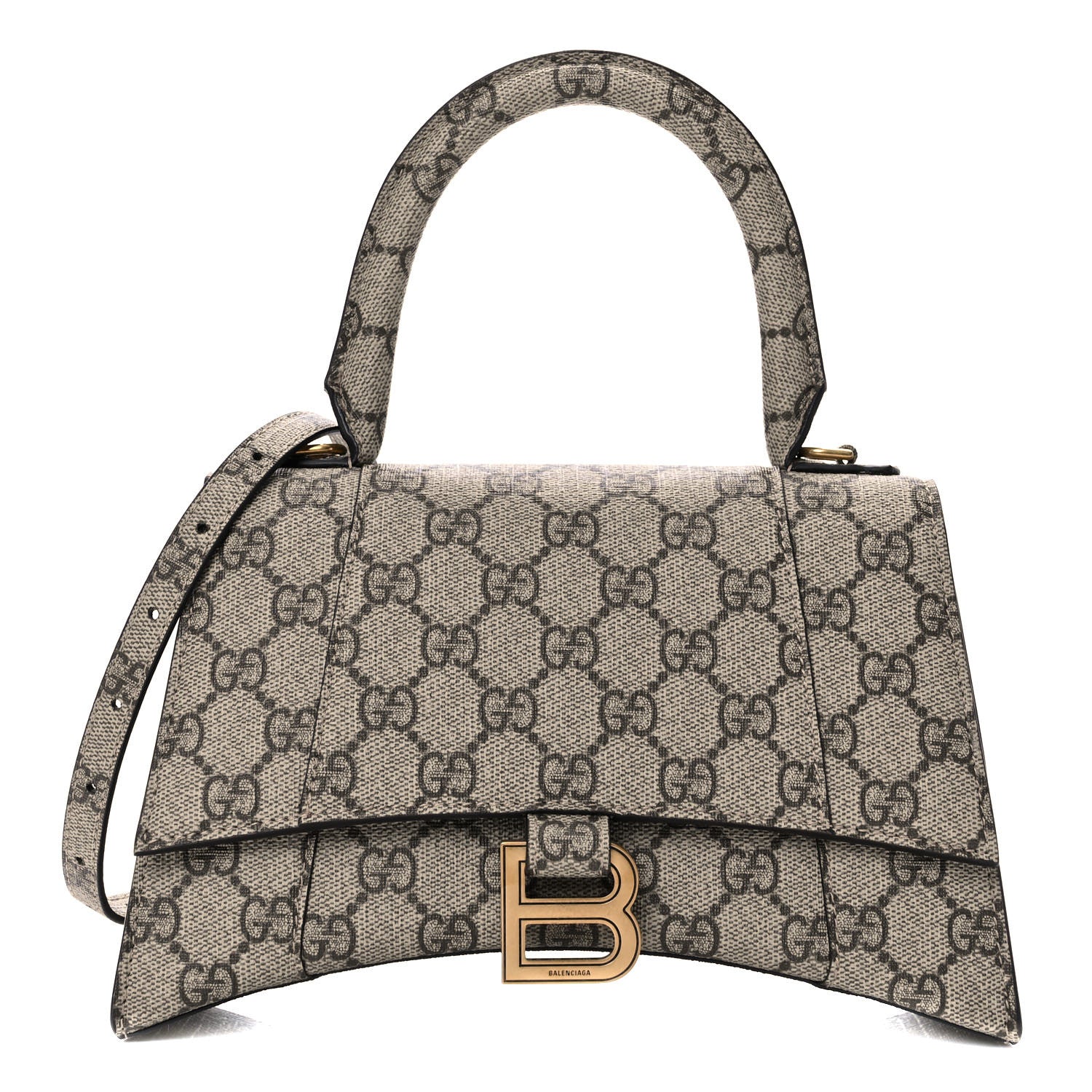 Balenciaga X GUCCI GG Supreme Monogram Small Hourglass Top Handle Bag Beige Ebony 1 of 12