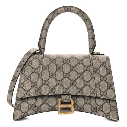 Balenciaga X GUCCI GG Supreme Monogram Small Hourglass Top Handle Bag Beige Ebony 1 of 12