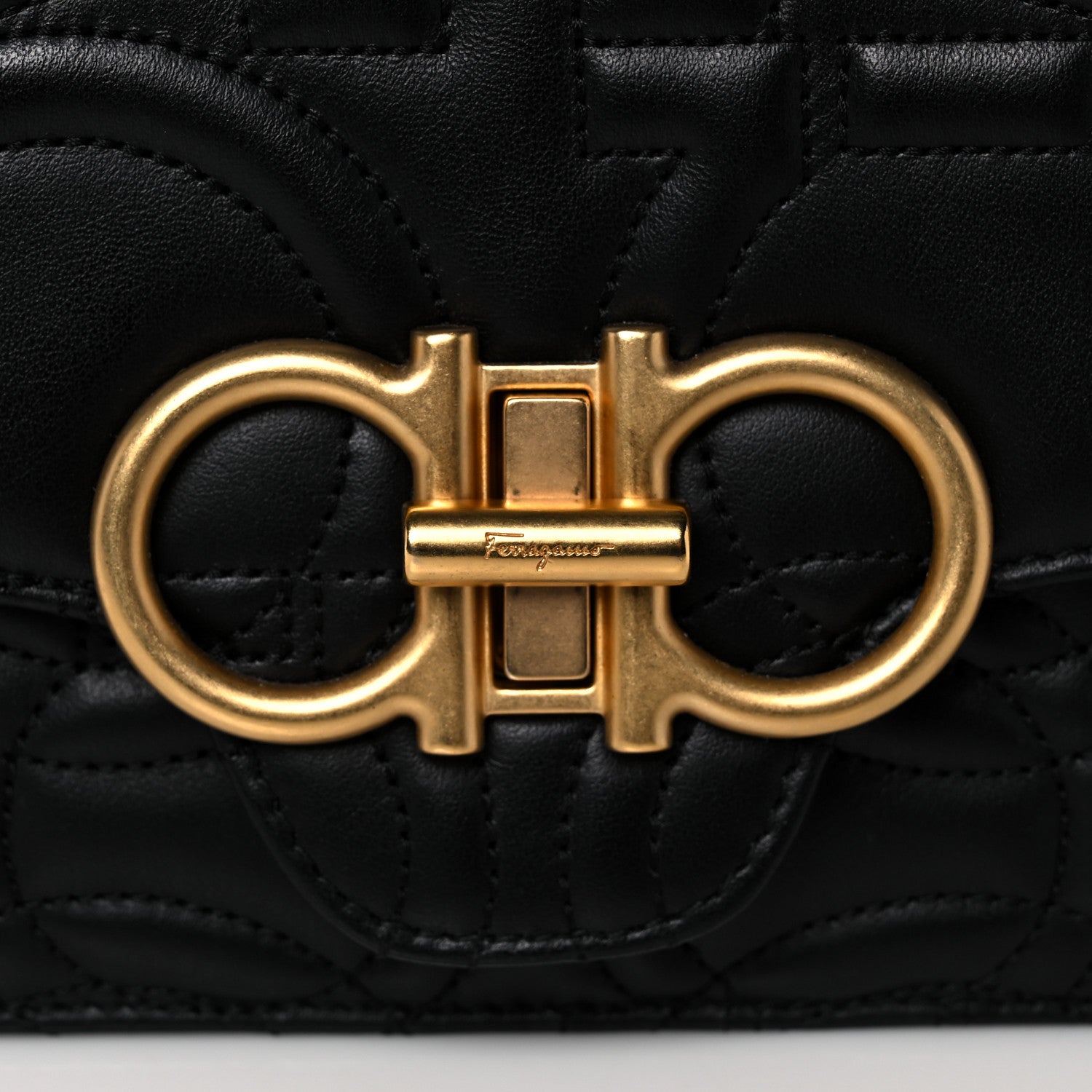 Salvatore Ferragamo Calfskin Quilted Gancini Small Flap Bag Black 7 of 11