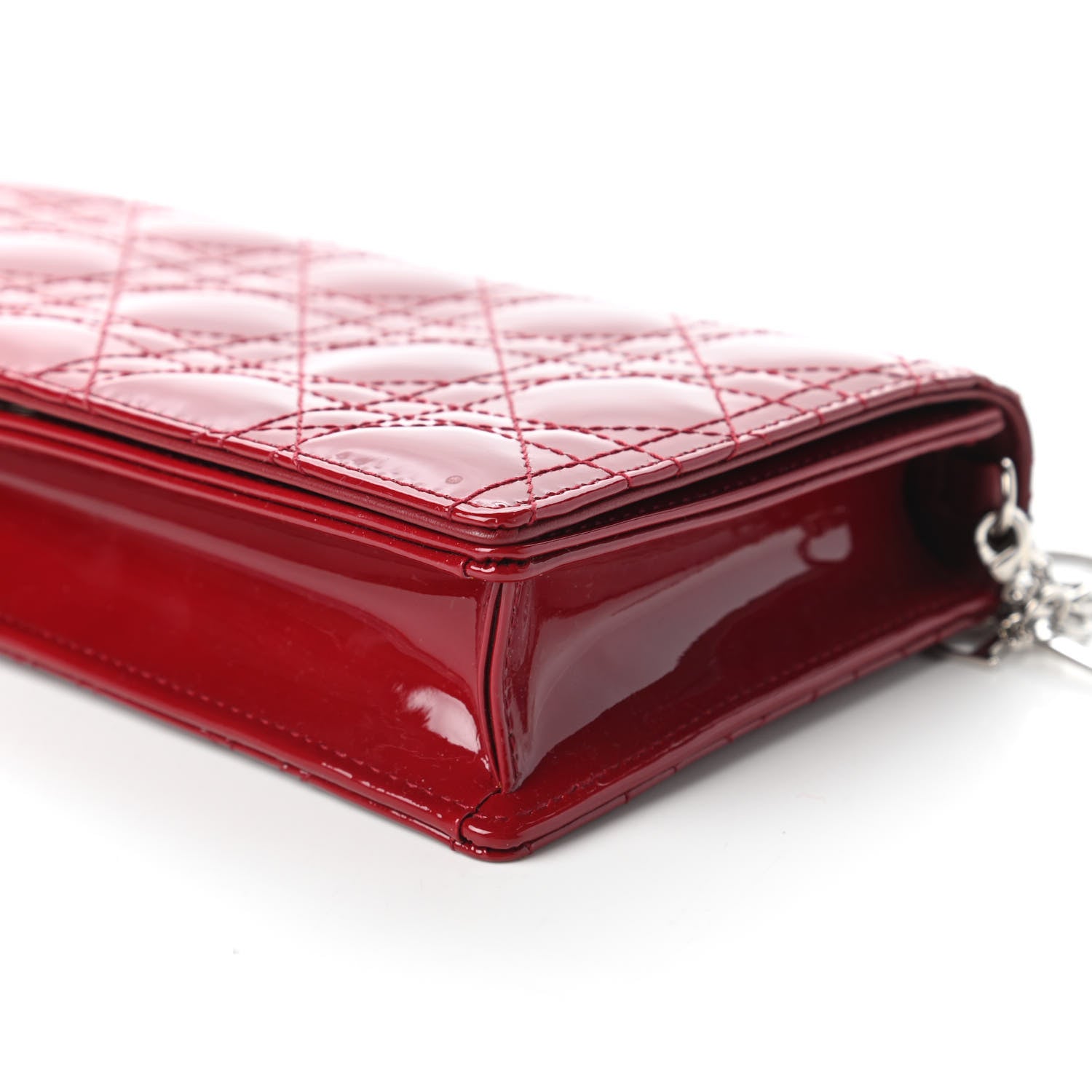 Christian Dior Patent Cannage Lady Dior Clutch Red 7 of 11