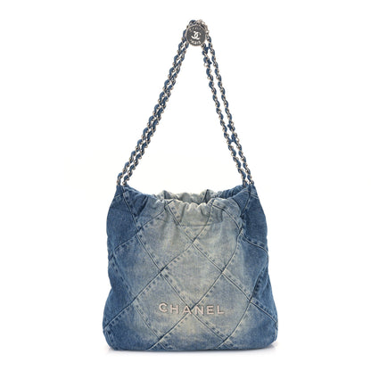 Chanel Denim Quilted Small Chanel 22 Blue 3 of 10