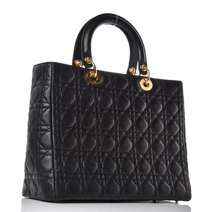 Christian Dior Lambskin Cannage Large Lady Dior Black 3 of 13