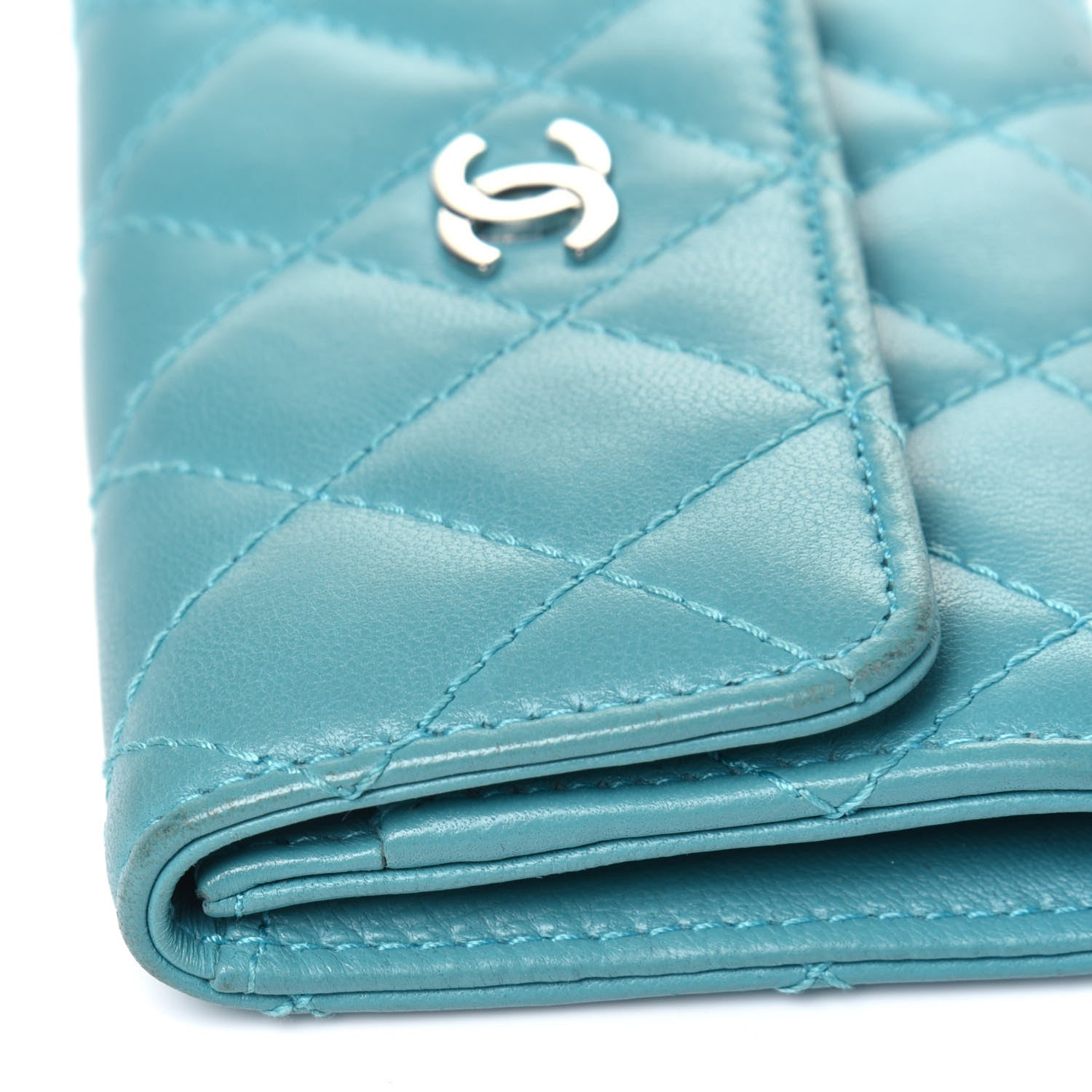 Chanel Lambskin Quilted Flap Card Holder Turquoise 17 of 18