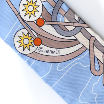 Hermes Silk Odyssey Twilly Beige Bleu Ciel Jaune Vif 3 of 4
