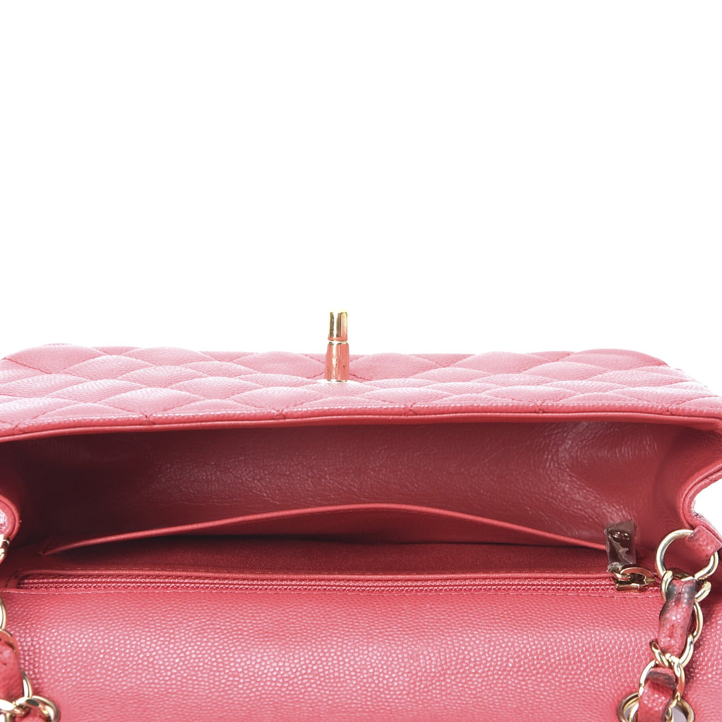 Caviar Quilted Mini Rectangular Flap Red
