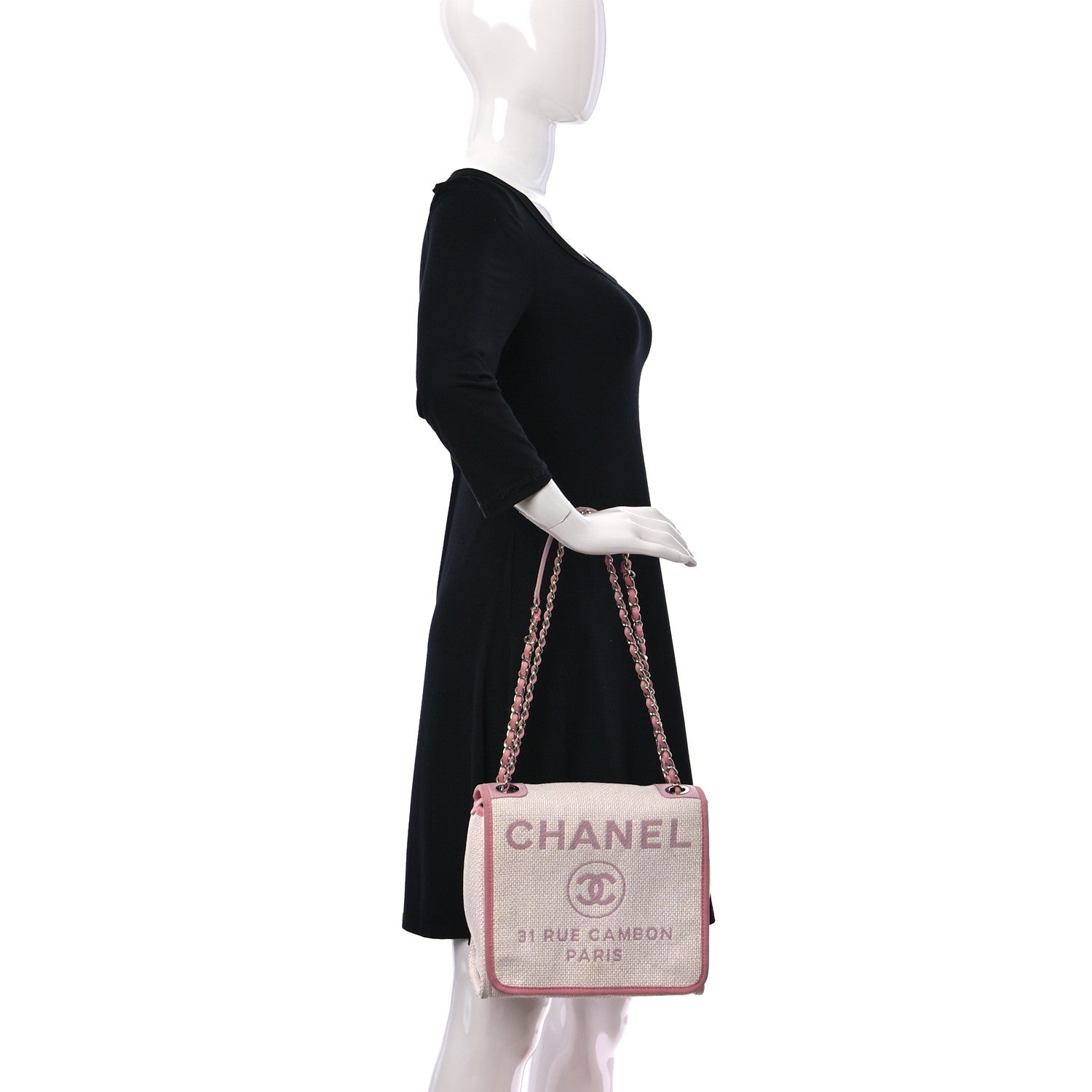 Chanel Woven Straw Raffia Small Deauville Messenger Light Pink 2 of 17