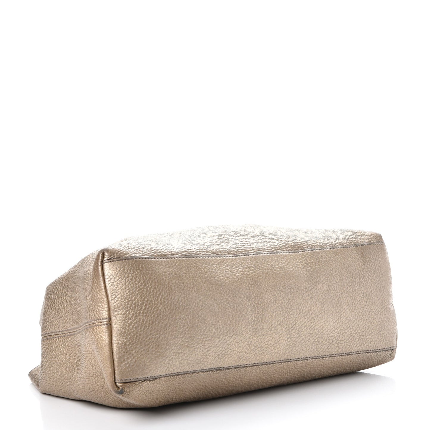 Metallic Pebbled Calfskin Medium Soho Chain Shoulder Bag Golden Beige