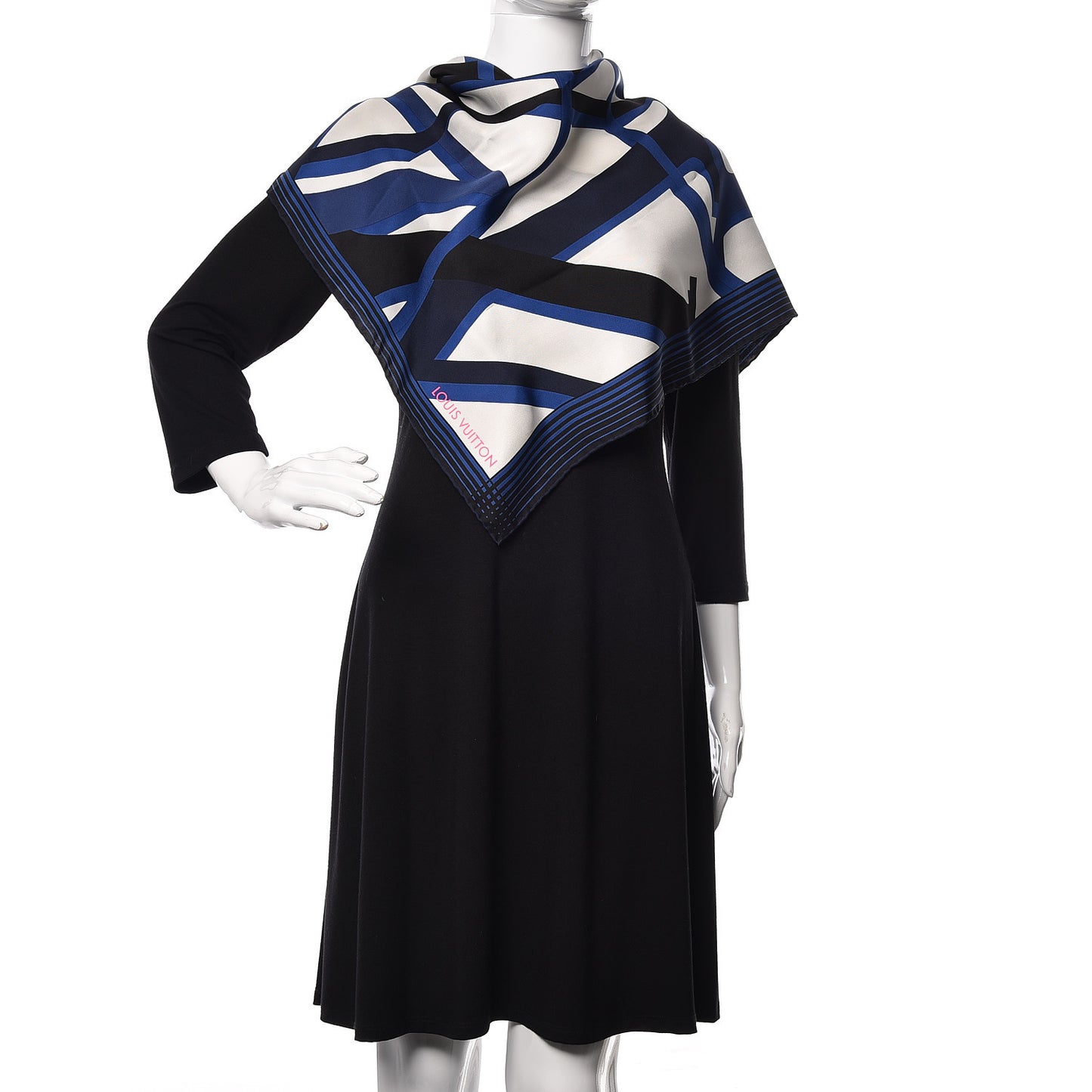 Silk Square Scarf White Blue