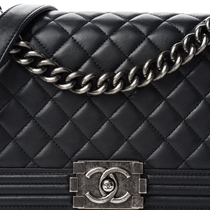 Chanel Lambskin Quilted Medium Boy Flap Black 10 of 11