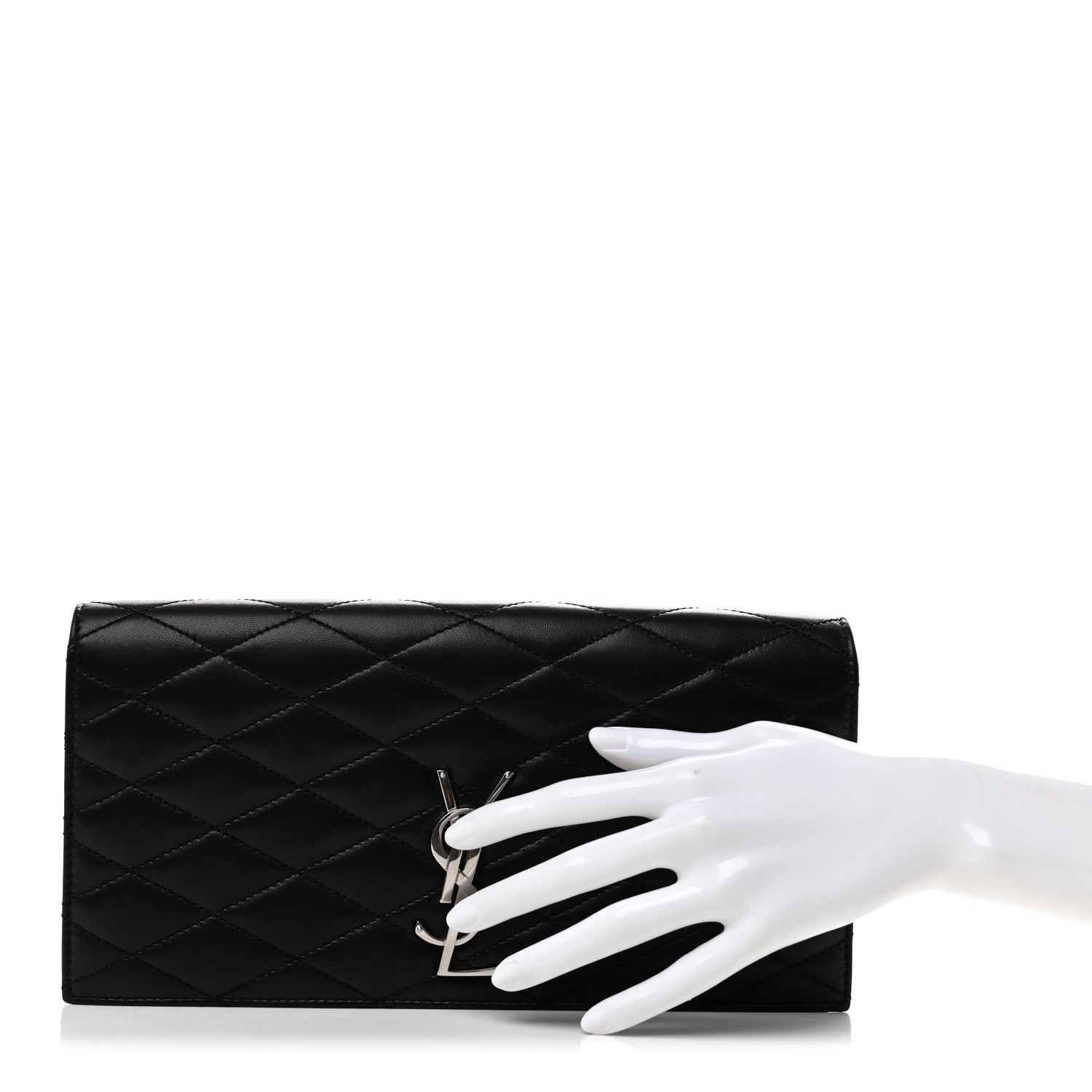 Saint Laurent Lambskin Quilted Kate Clutch Black 2 of 8