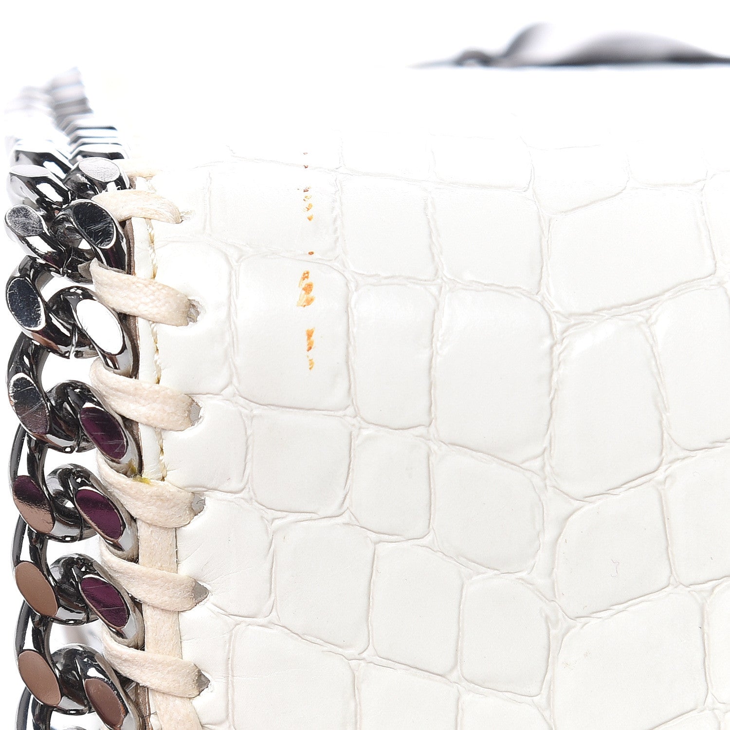 Stella McCartney Faux Leather Crocodile Embossed Mini Falabella Box Top Handle Bag White 12 of 13