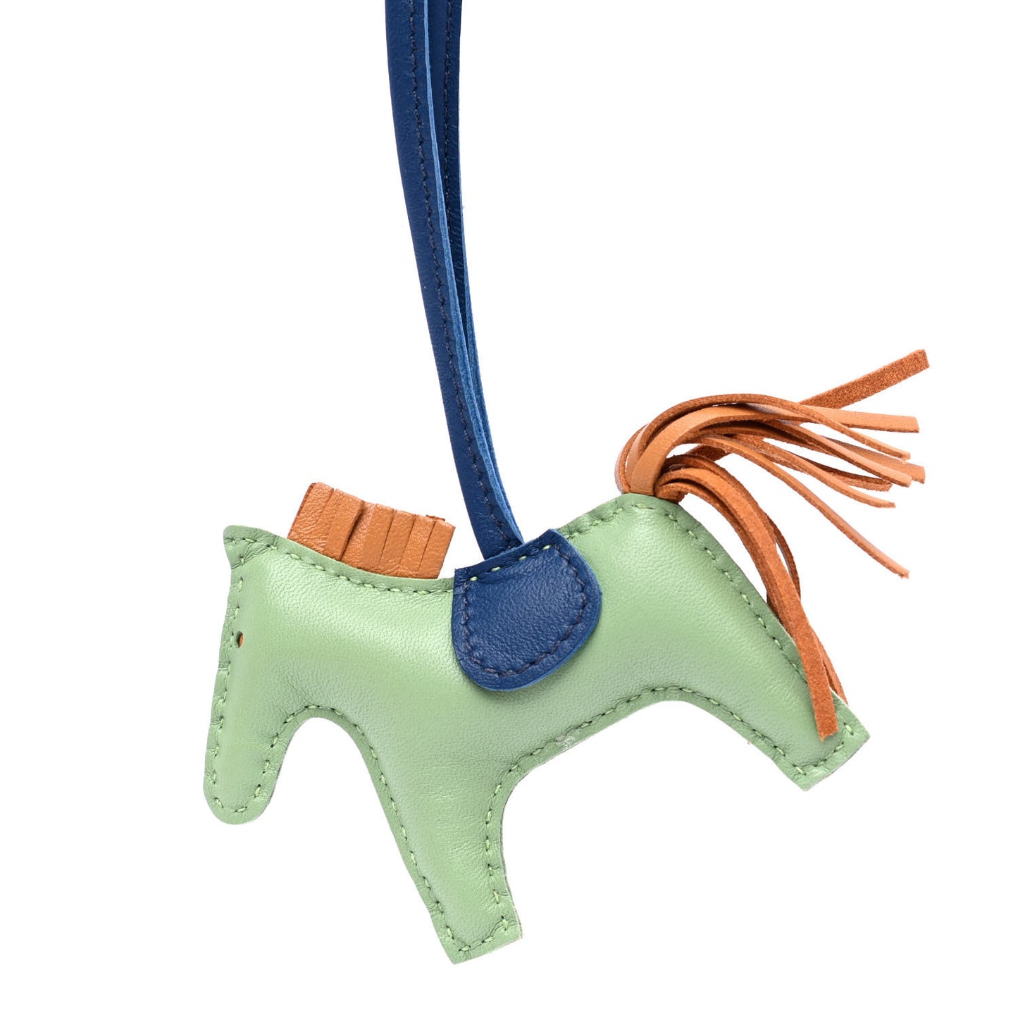 Milo Lambskin Grigri Rodeo Horse Bag Charm PM Vert Criquet Sesame Bleu de Malte
