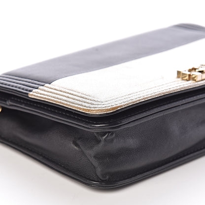 Chanel Metallic Goatskin Lambskin Boy Wallet on Chain WOC Black Gold 10 of 11