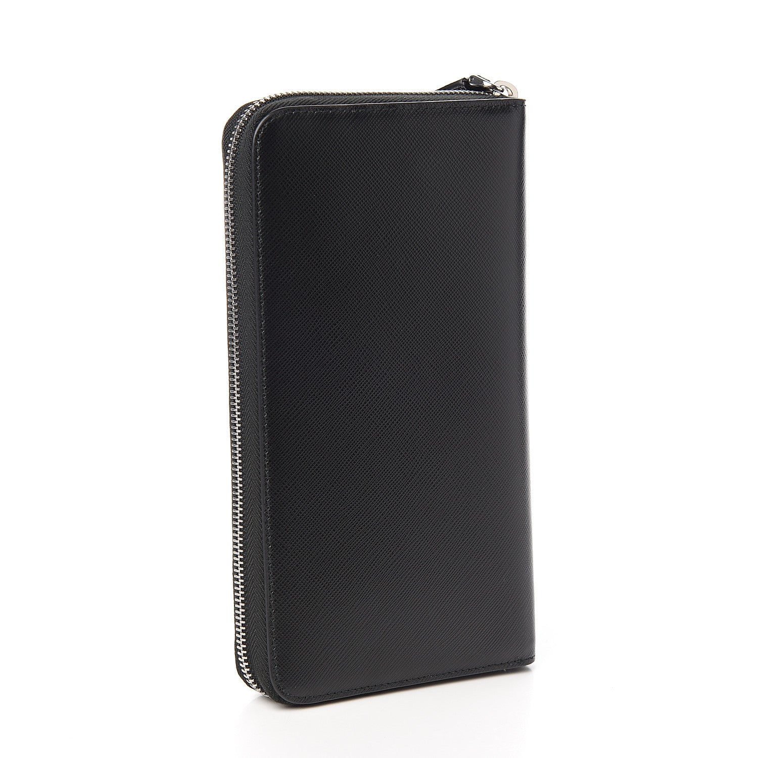 Prada Saffiano Large Zip Around Travel Wallet Black 2 of 7