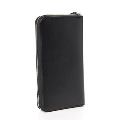 Prada Saffiano Large Zip Around Travel Wallet Black 2 of 7