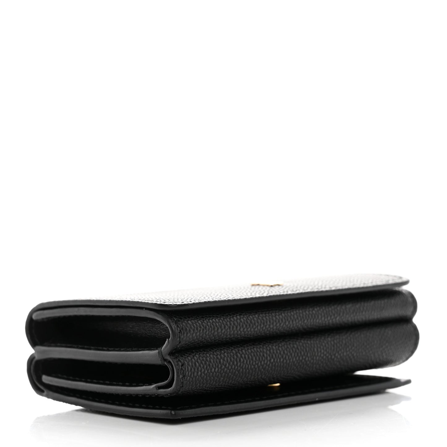 Grained Calfskin TB Compact Tri-Fold Wallet Black