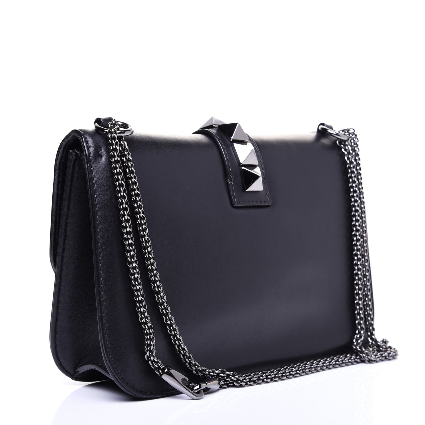 Vitello Medium Glam Lock Rockstud Flap Black
