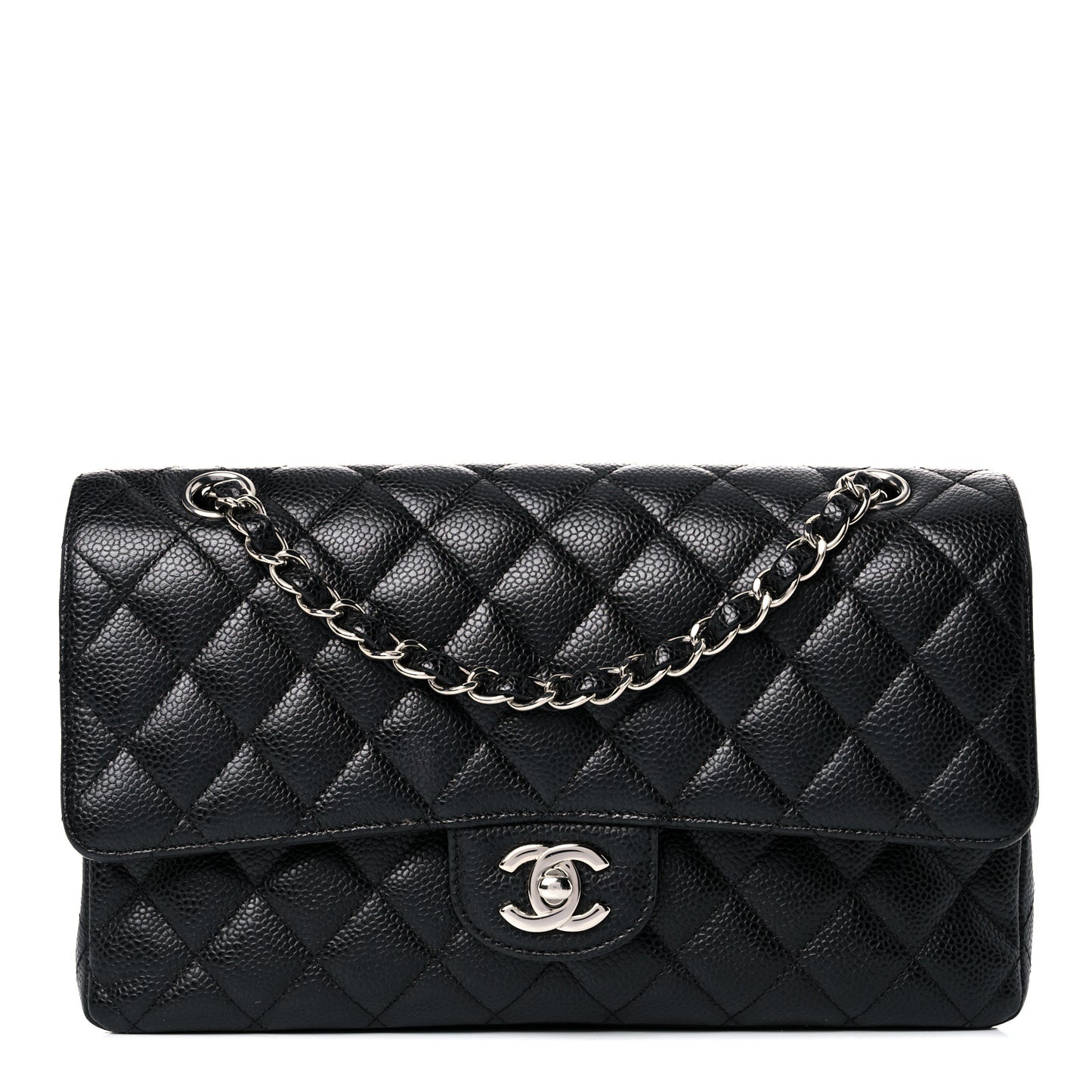 Caviar Quilted Medium Double Flap Black