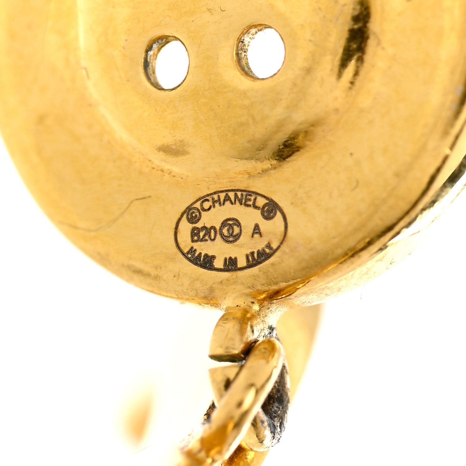 Chanel Metal Large Paris Button Earrings Gold 4 of 4