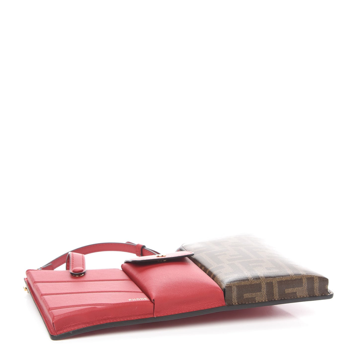 Vitello Grace Glazed Fabric FF 1974 3 Pocket Mini Crossbody Bag Fragola Mogano Panna