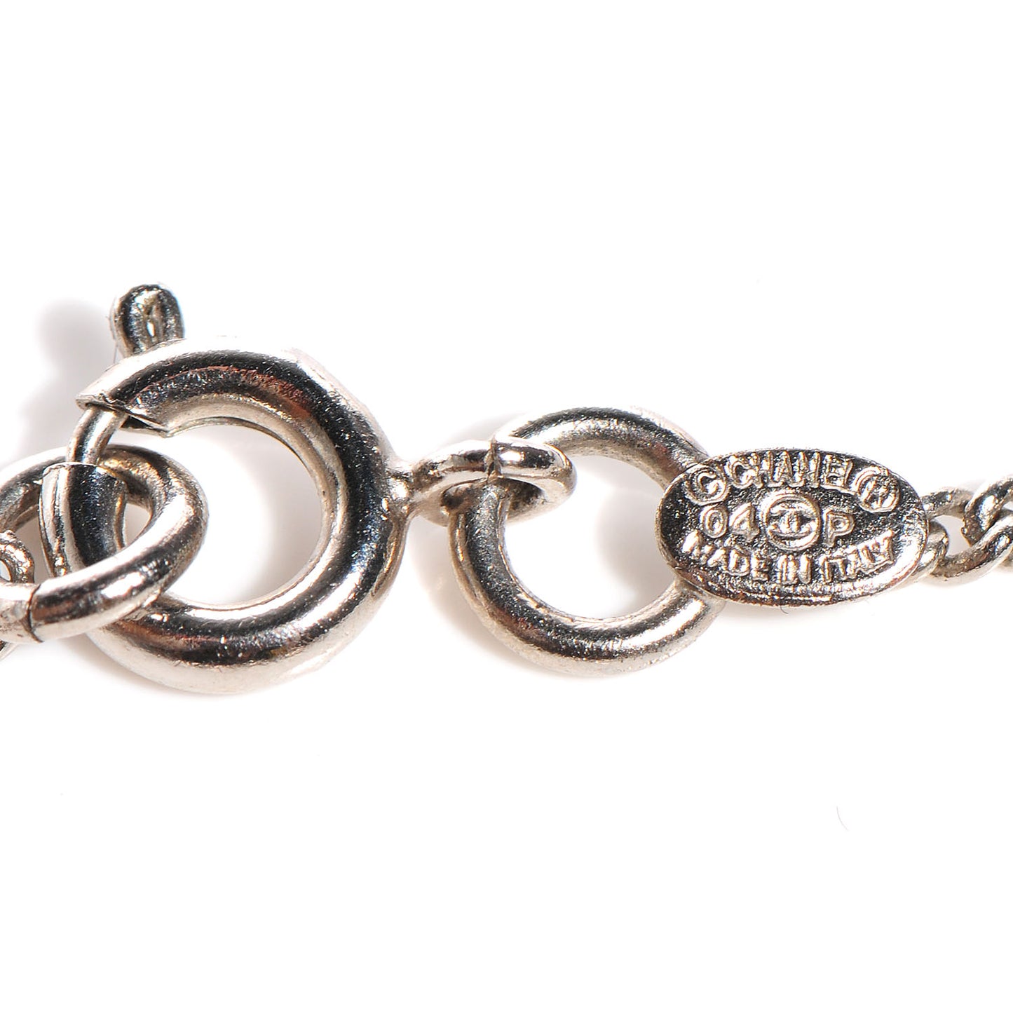 Enamel Heart CC Clover Charm Bracelet Silver